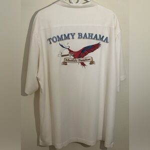 Tommy Bahama 100% Silk Embroidered Camp Shirt.